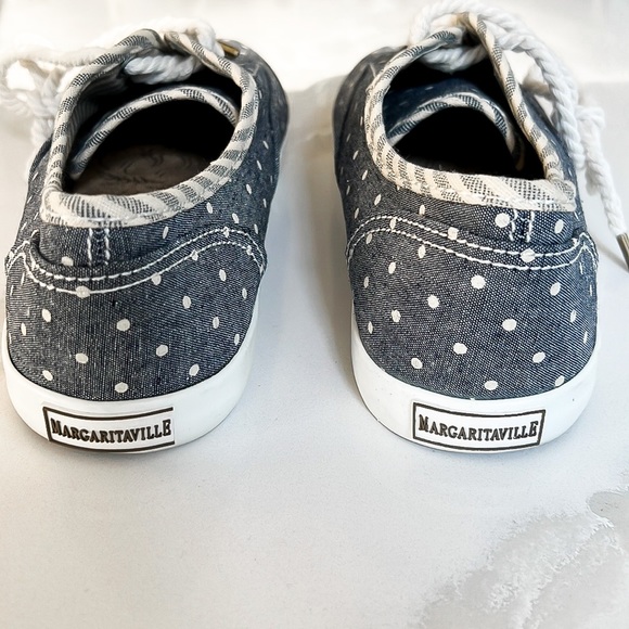 Margaritaville Blue and White Denim Polka Dot Lace Up Sneakers Sz 11 - Picture 9 of 13